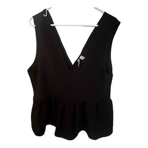 ASOS Black V-Neck Front and V-Back‎ Peplum Style size 12